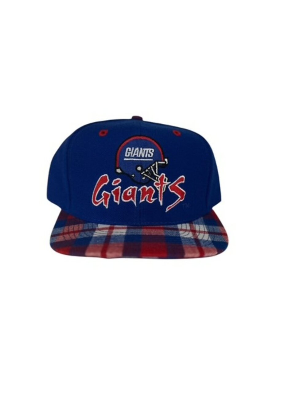 Vintage New York Giants NFL Annco Otto 90s Snapback Trucker Hat Cap Plaid Bill